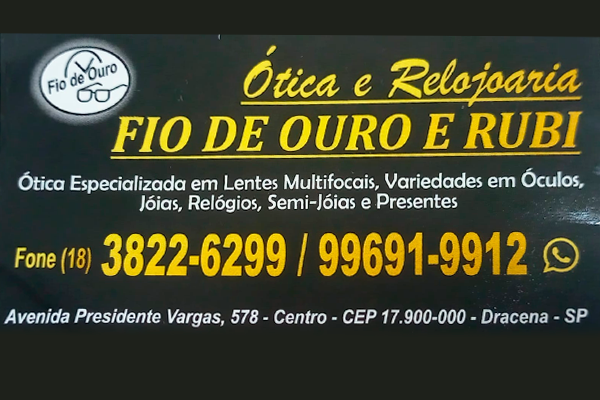 Parceiro Ótica e Relojoaria Fio de Ouro e Rubi